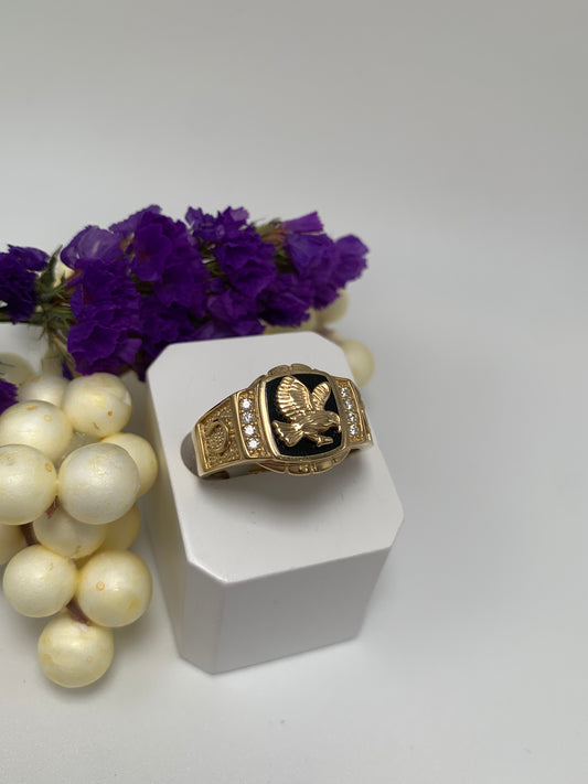 Anillo de Aguila Con Piedra Negra