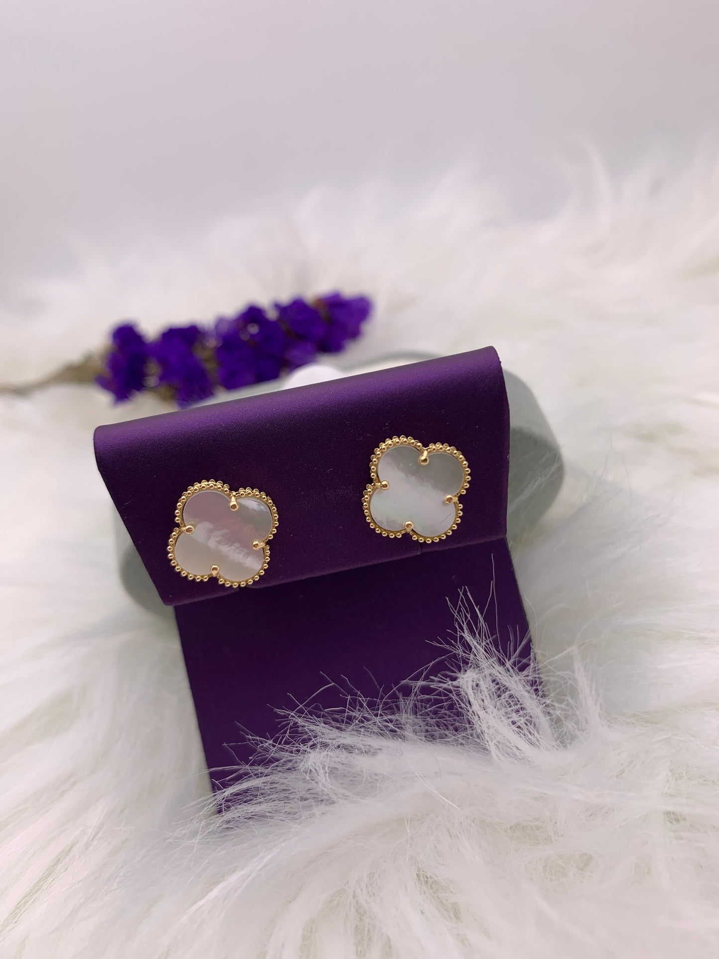 White Clover Leaf Earrings