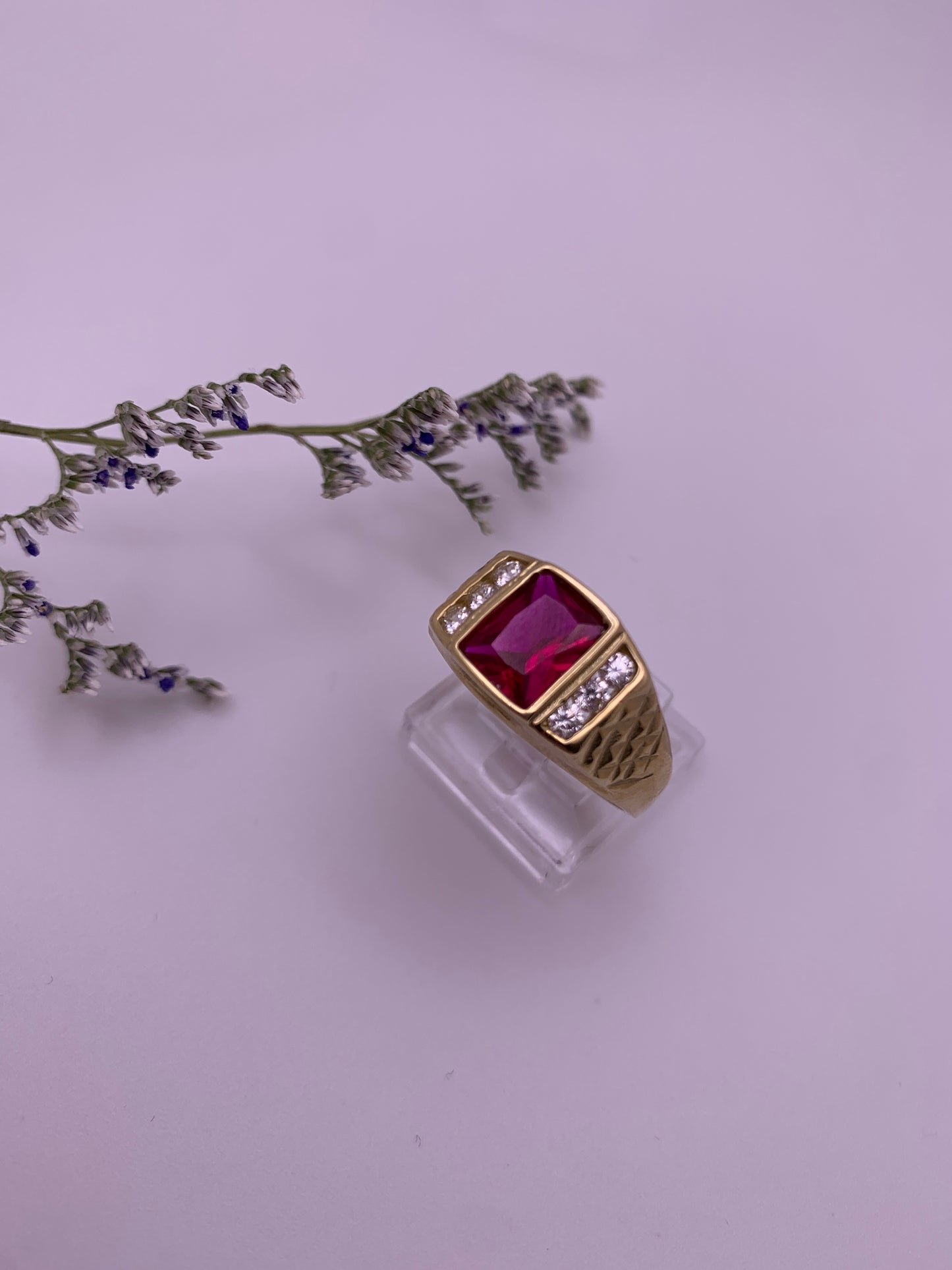 Square Red Stone Ring