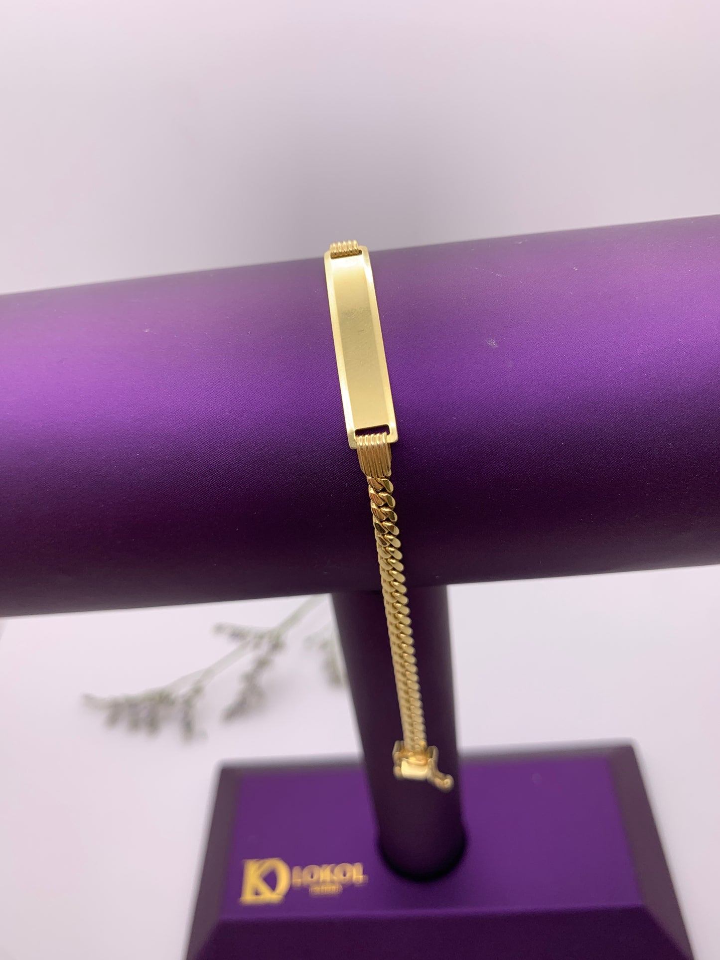 Children's Cuban Bracelet with Solid Plate