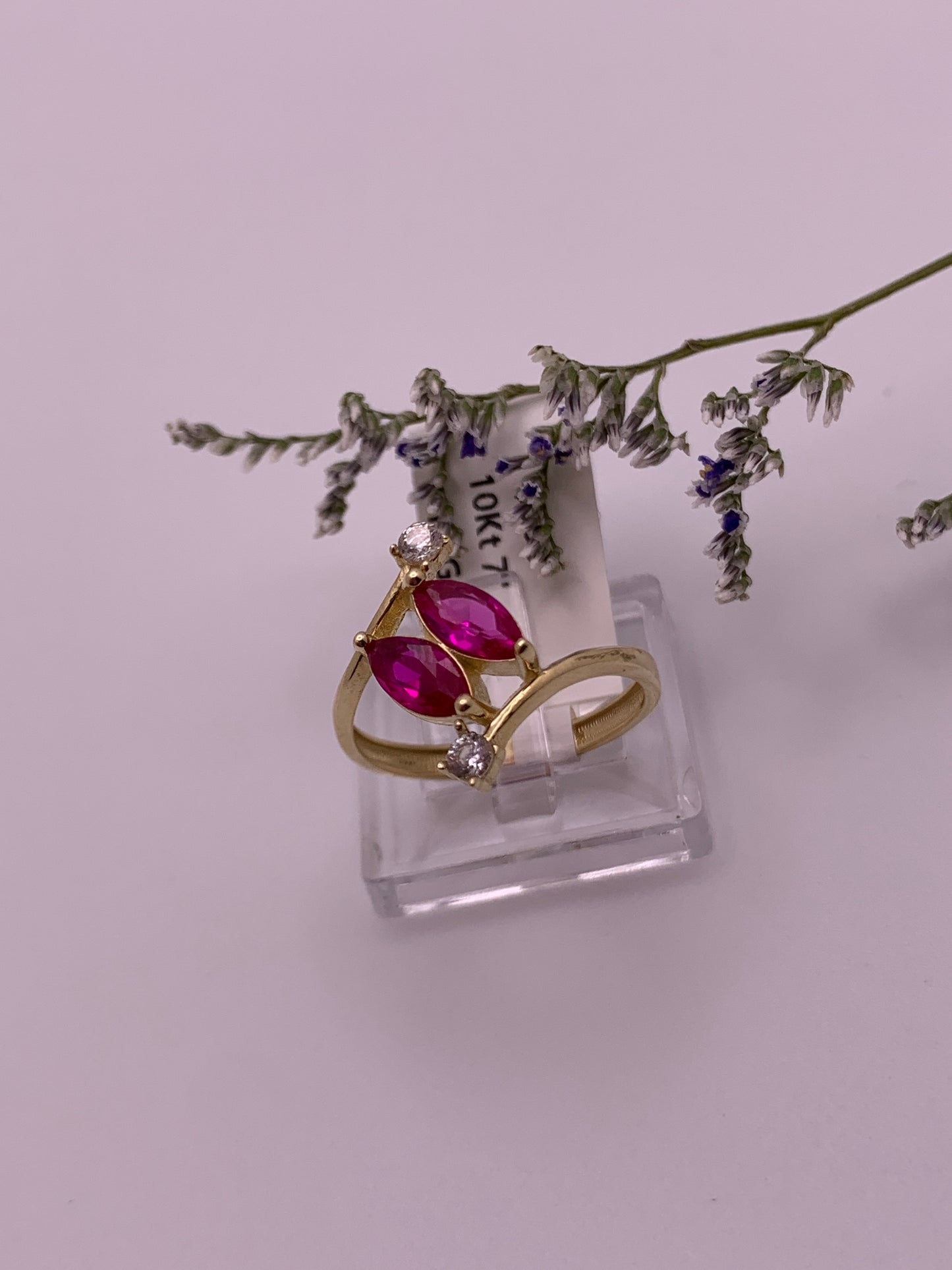Pink Stone Women's Ring 10K Gold
