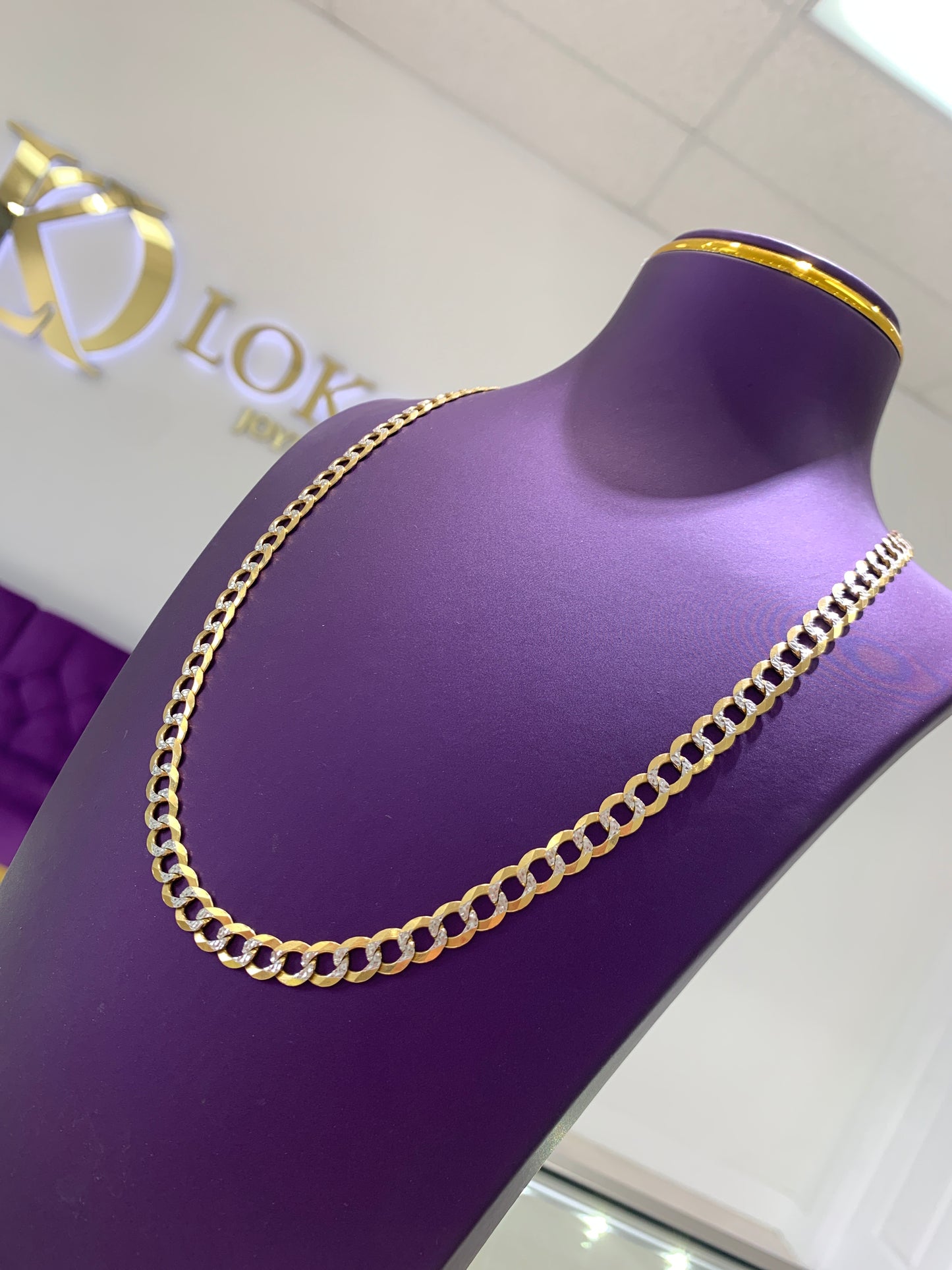 Italian Solid Curve Two-tone Chain 22"