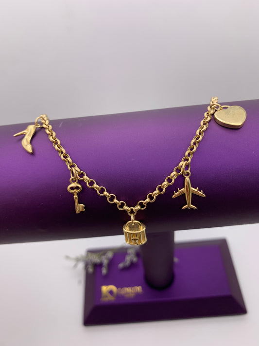 Women's Charm Bracelet 7" - 10K Gold