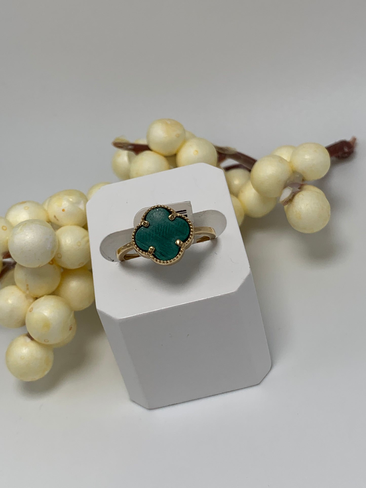 Lucky Green Clover Leaf Ring