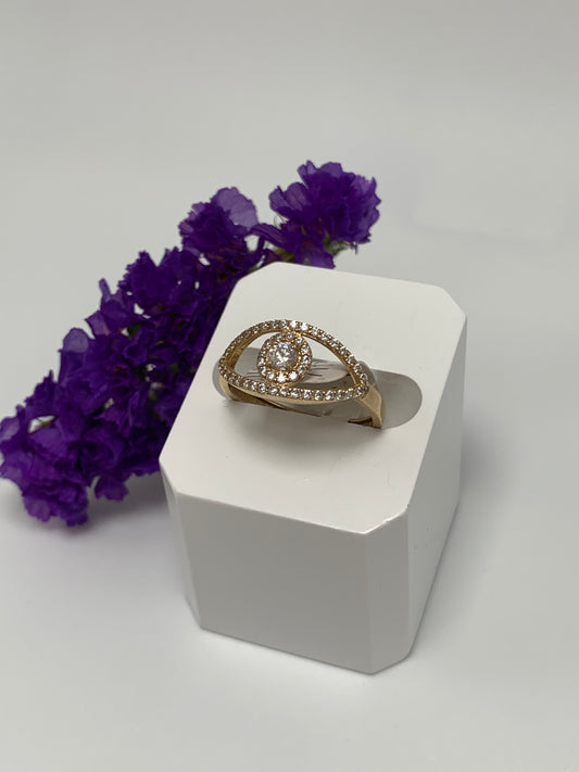 Anillo de La Mano de Ojos Con Piedras Blancas