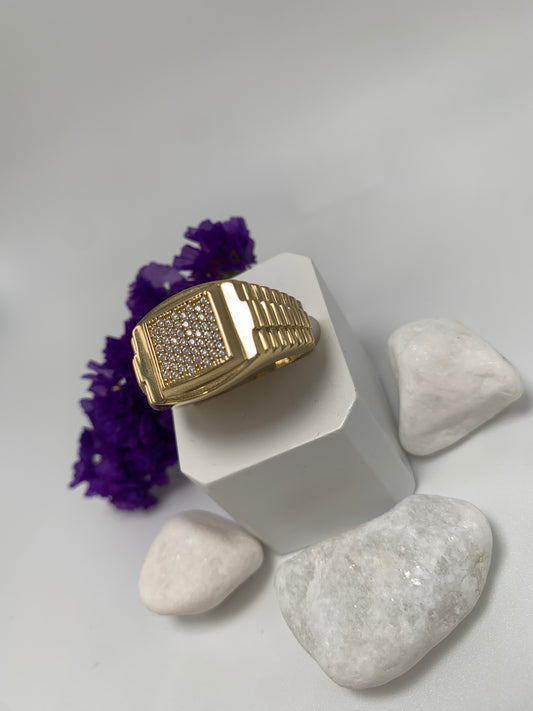 Anillo de Hombre Cuadrado Con Piedras