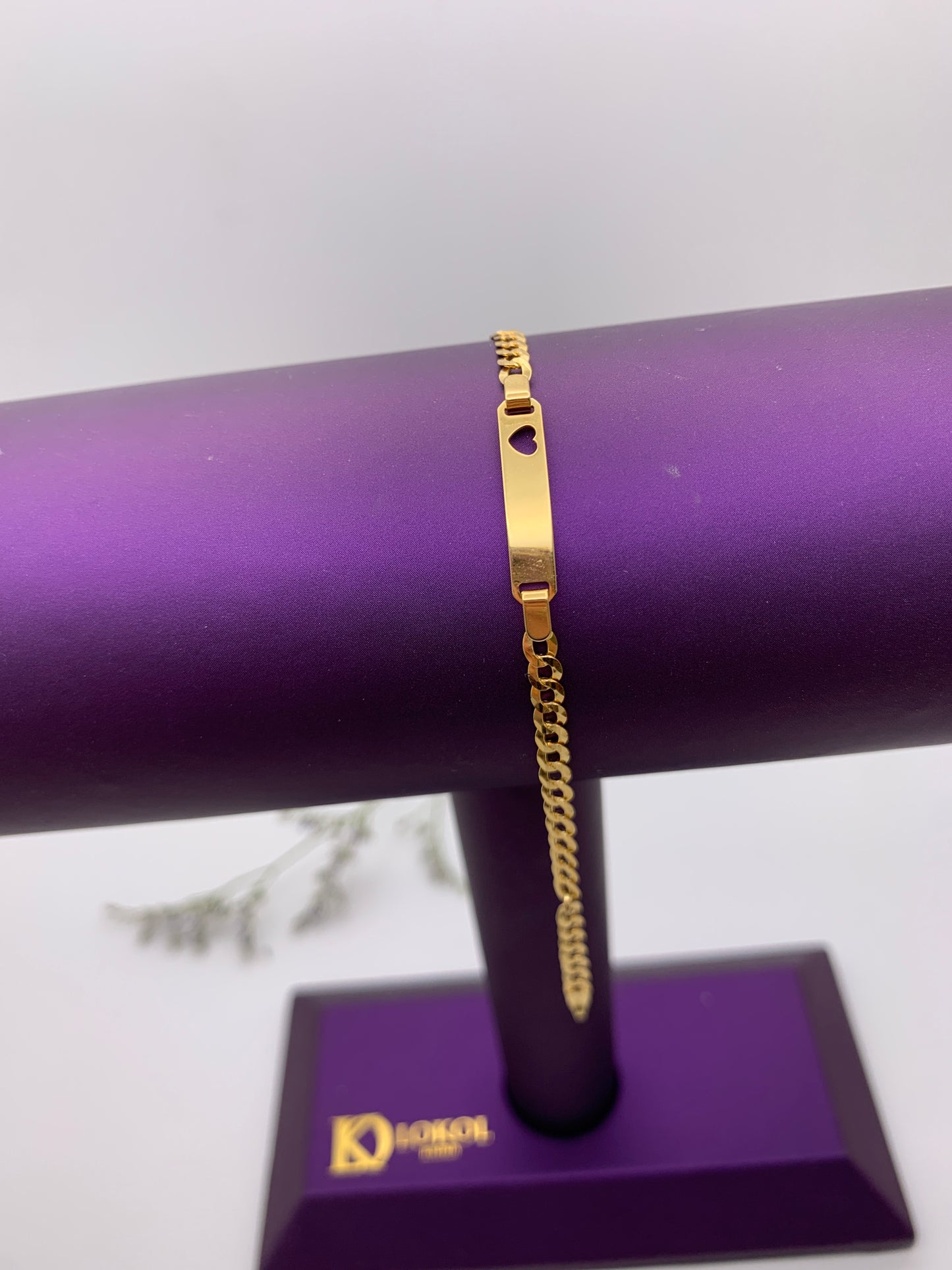 Diamond Cut Bracelet with Nameplate - 10K Gold (Child)