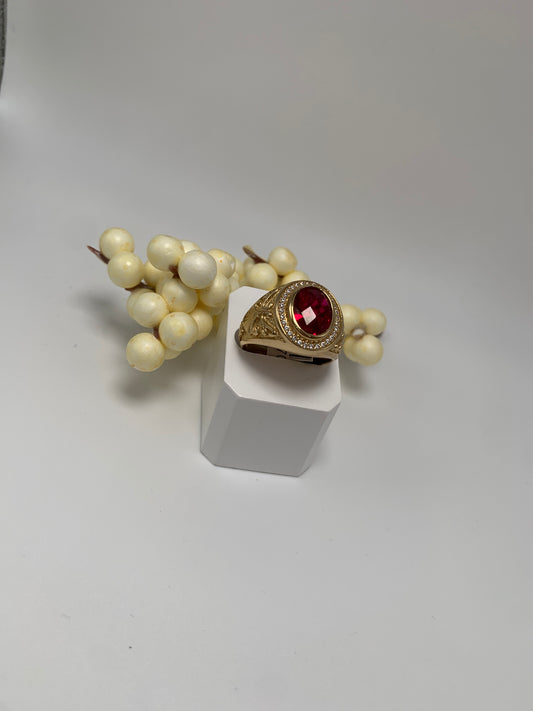 Anillo De Hombre Con Piedra Roja