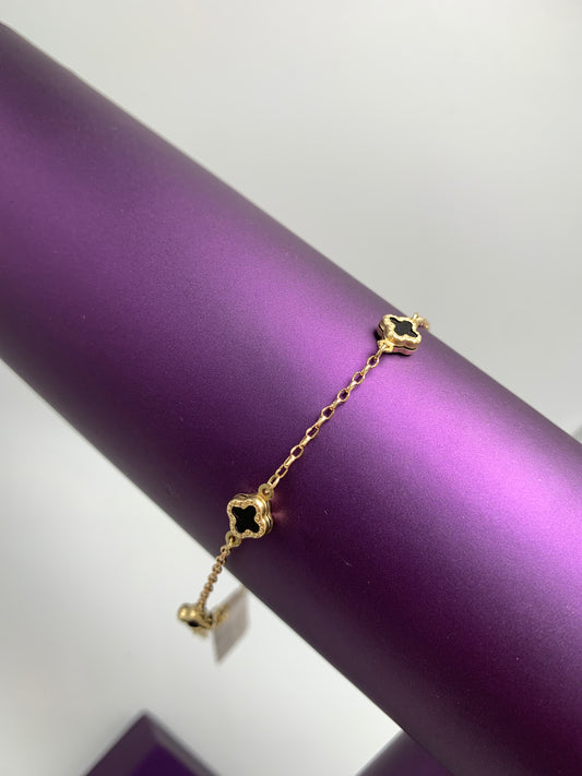 Manilla de Flores Negras Pequenas