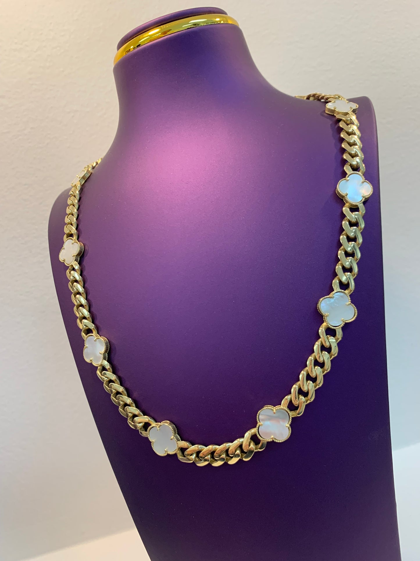 White Flowers Cuban Necklace